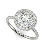 Hanna Round Cut Pave Halo 4 Prong Claw Set Engagement Ring Setting - Nivetta